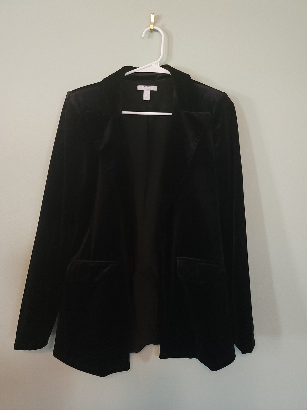Nine West Black Velvet Open Blazer Jacket
